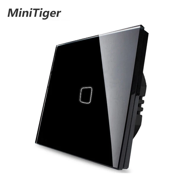 Minitiger Luxury Wall Touch Sensor Switch EU/UK Standard Light Gray Crystal Glass Touch Switch Power 1/2/3 Gang 1 Way AC 220