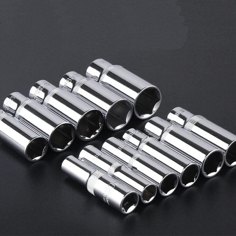3/8 inch Drive 6-23mm Hex   Deep Socket Wrench Head 6 Point Long Sleeve for Ratchet Wrench Auto Repair Hand Tool Nut Removal