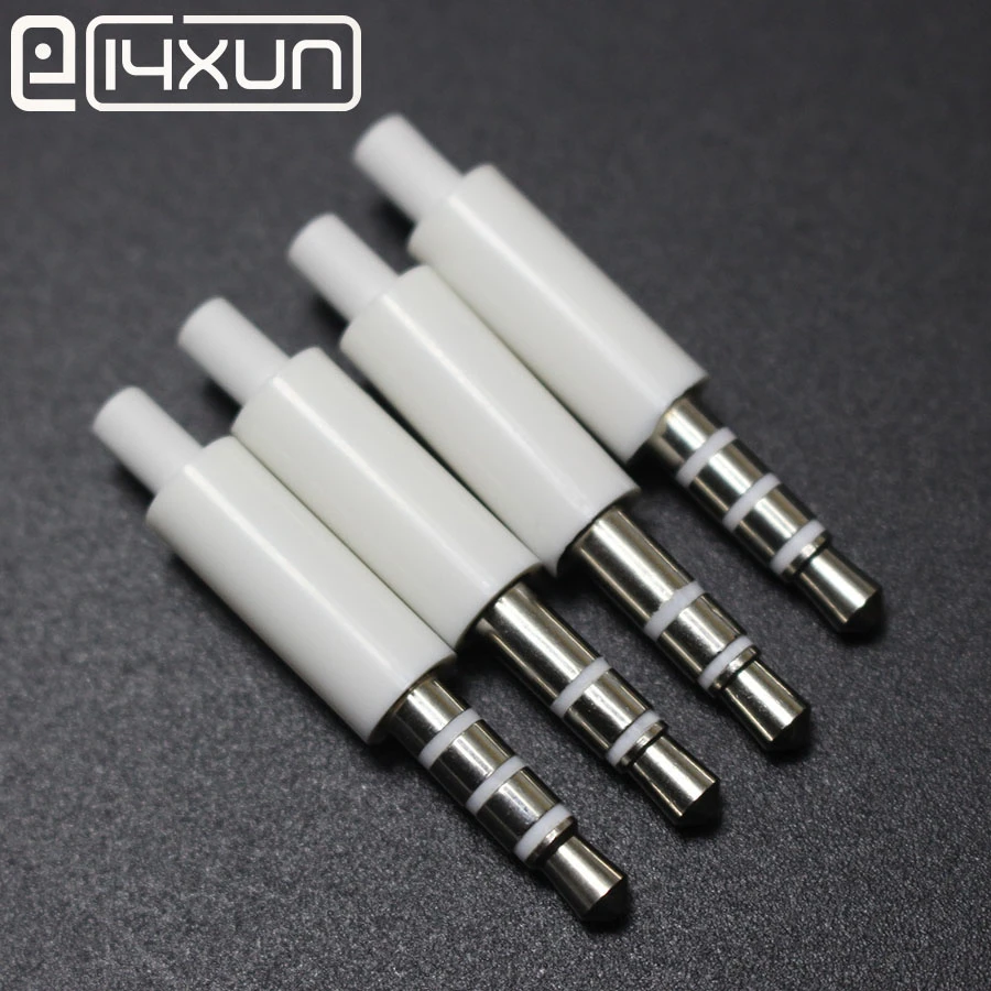 2pcs/lot 3.5mm stereo headset plug with tail 3/4 pole 3.5 mm audio plug Jack Adaptor connector for iphone white