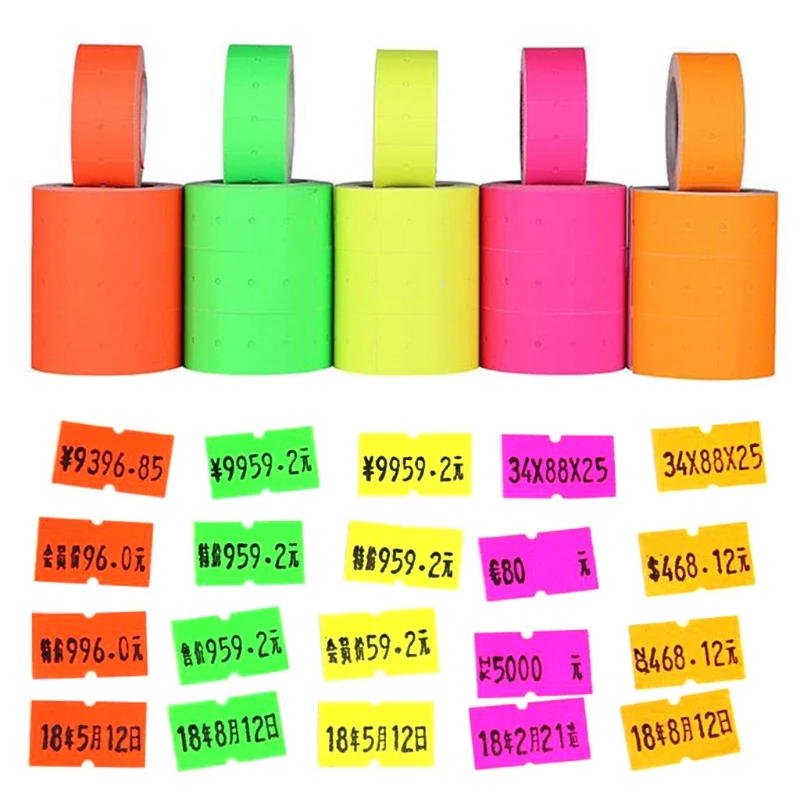 500pcs/roll Colorful Price Label Paper Tag Mark Sticker For MX-5500 Labeller Gun Self-adhesive Design Price Label Retail Tags