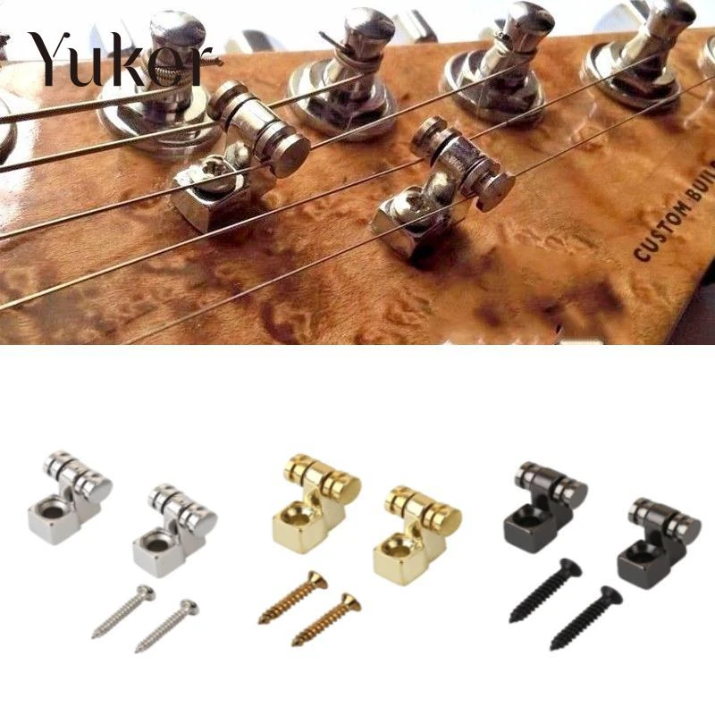 Yuker 2Pcs Electric Guitars Roller String Trees Retainer Mounting Tree Guide Electric Guitar Parts Replacement Accessories