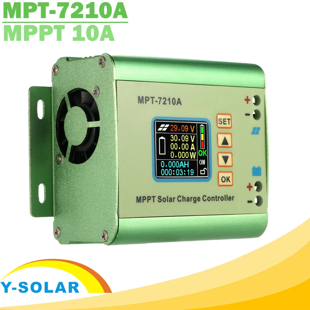 MPPT 10A Step Up Solar Charge Controller LCD Display DC12-60V Solar Panel for 24V 36V 48V 60V 72V Battery Boost Charge Function