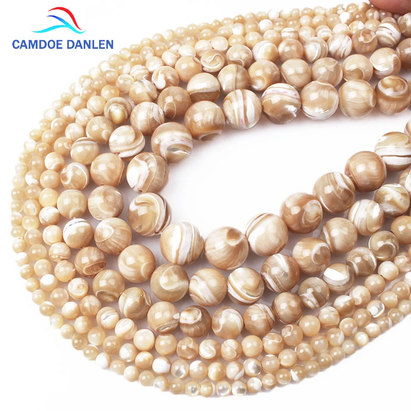 CAMDOE DANLEN Natural Brown Trochus Shell Beads Sea Shell 4 5 6 8 10 12mm Round Bead DIY Charm Beads For Women jewelry Making