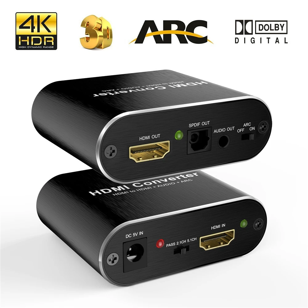 4K HDMI Audio Extractor 5.1 extractor HDMI-compatible splitter HD To Audio Extractor Optical TOSLINK SPDIF