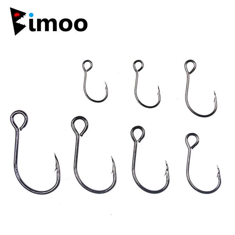 Bimoo 20pcs for Fishing Lure Spare Hook Single Fish Lure Hooks Inline Hook Big Eye Size2/0 1/0 1 2 4 6 8 Sharp High Carbon Steel