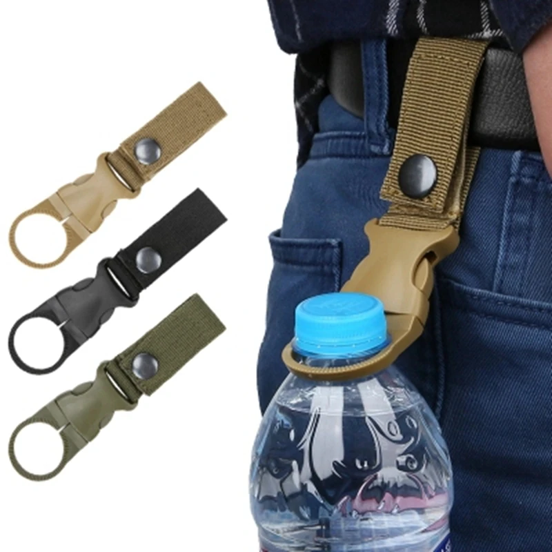 Outdoor military Nylon Webbing Buckle Hook Water Bottle Holder Clip EDC Climb Carabiner Belt Backpack Hanger Camp