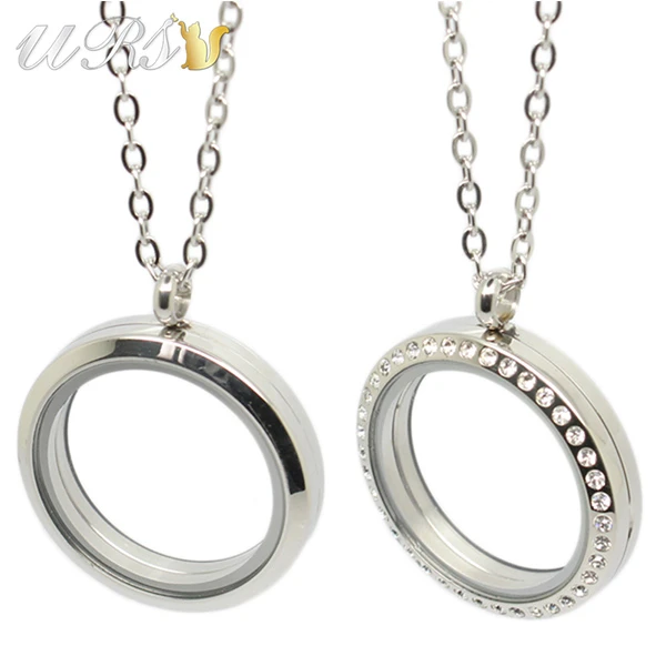 20mm/25mm/30mm/35mm magnetic closure czech crystals 316L stainless steel floating memory locket pendant with necklace