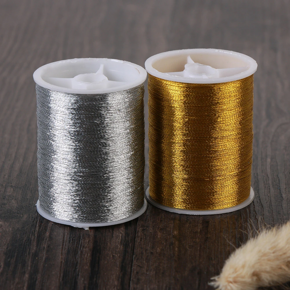 Hot 2pcs Gold/Silver 100m Durable Overlocking Sewing Machine Threads Polyester Cross Stitch Strong Threads for Sewing Supplies