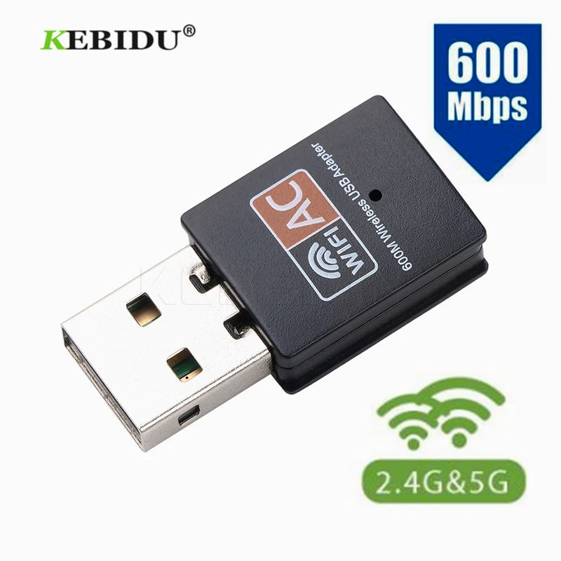 Kebidu 600Mbps USB WiFi Adapter 2.4GHz 5GHz WiFi Antenna Dual Band 802.11b/n/g/ac Mini Wireless Computer Network Card Receiver