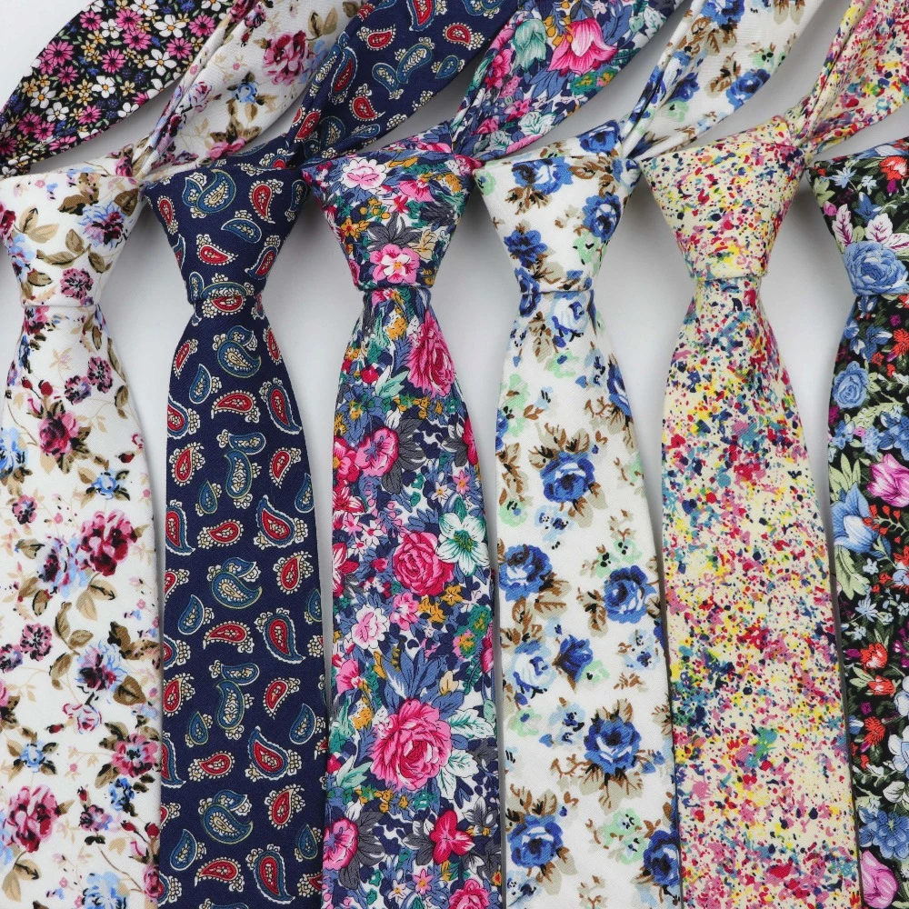 Cotton Flower Tie Classical Colorful Floral Stitching Necktie Lovely Fashion Mens Narrow Neckties Designer Handmade Ties