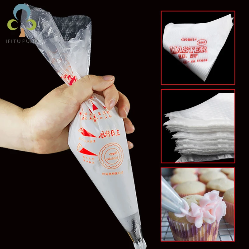 50PCS/LOT Small/Large Size Disposable Piping Bag Icing Fondant Cake Cream bag Decorating Pastry Tip Tool  WYQ