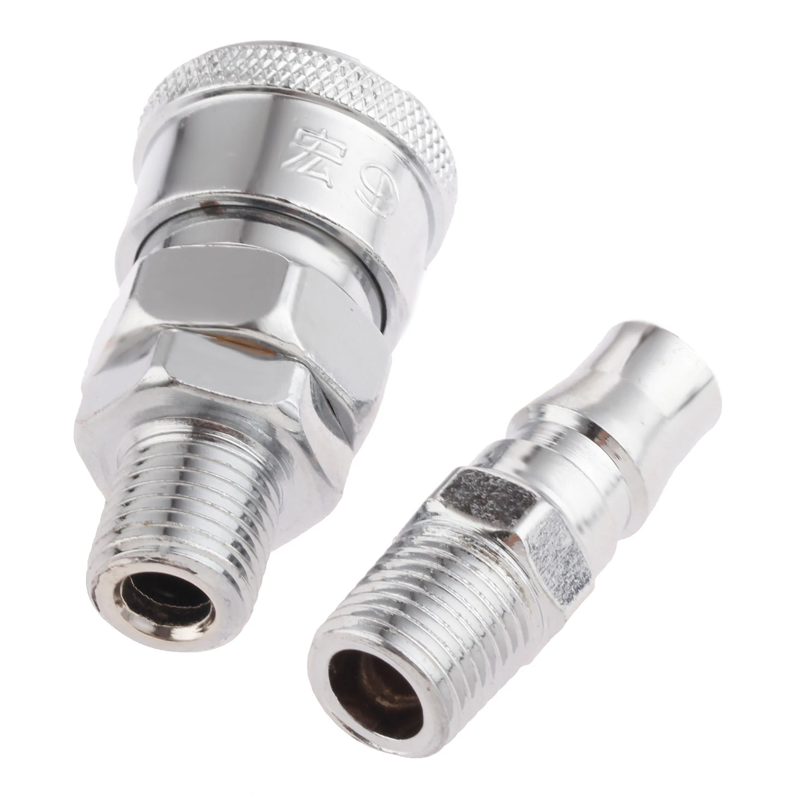 2Pcs Iron Pneumatic Parts Euro Air Line Hose Compressor Connector Quick Release 1/4