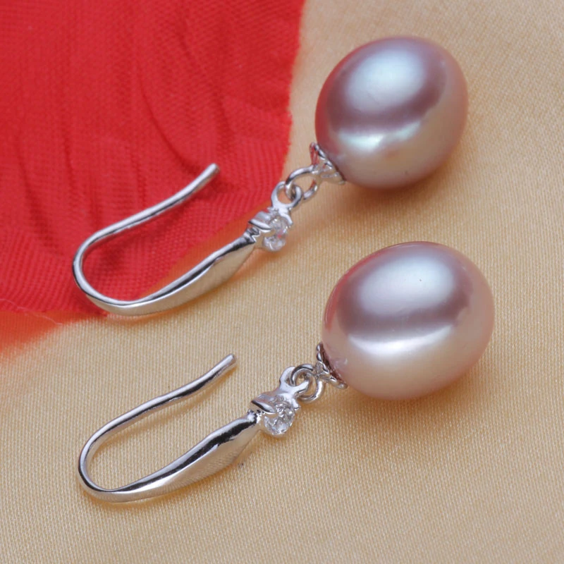 YIKALAISI 925 Sterling Silver Natural Freshwater Pearl Fashion Earrings Jewelry For Women 8-9mm Pearl Drop Shape 4 Colour