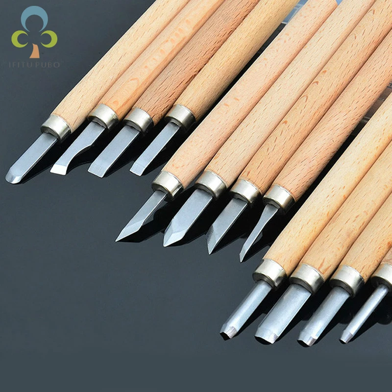 12pcs/8pcs/6pcs Professional Wood Carving Chisel Knife Hand Tool Set For Basic Detailed Carving Woodworkers Gouges GYH