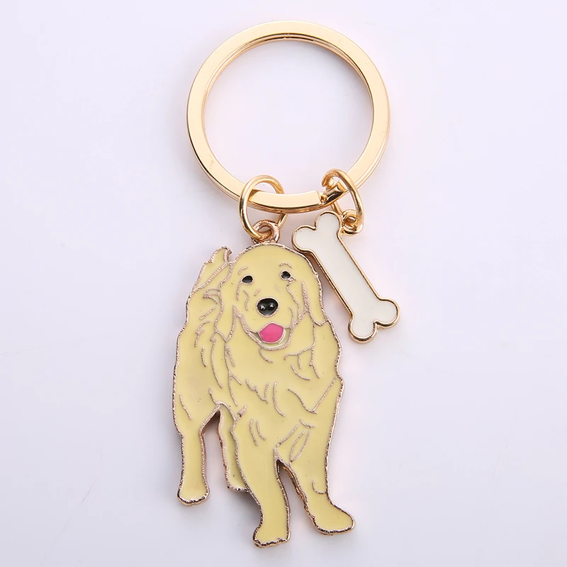 NEW  Golden Retriever Dog Animal Gold Silver Plated Metal Pendant Keychain For Bag Car Women Men Key Ring Love Jewelry GIFTS