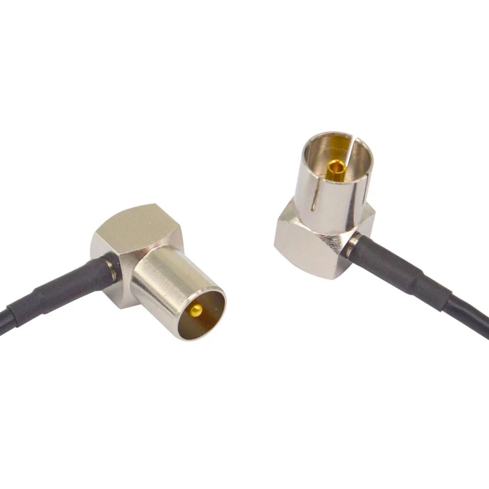 50CM Pigtail coaxial jumper RG174 extension cable TV male plug to TV female both right angle 90 degree RF cable