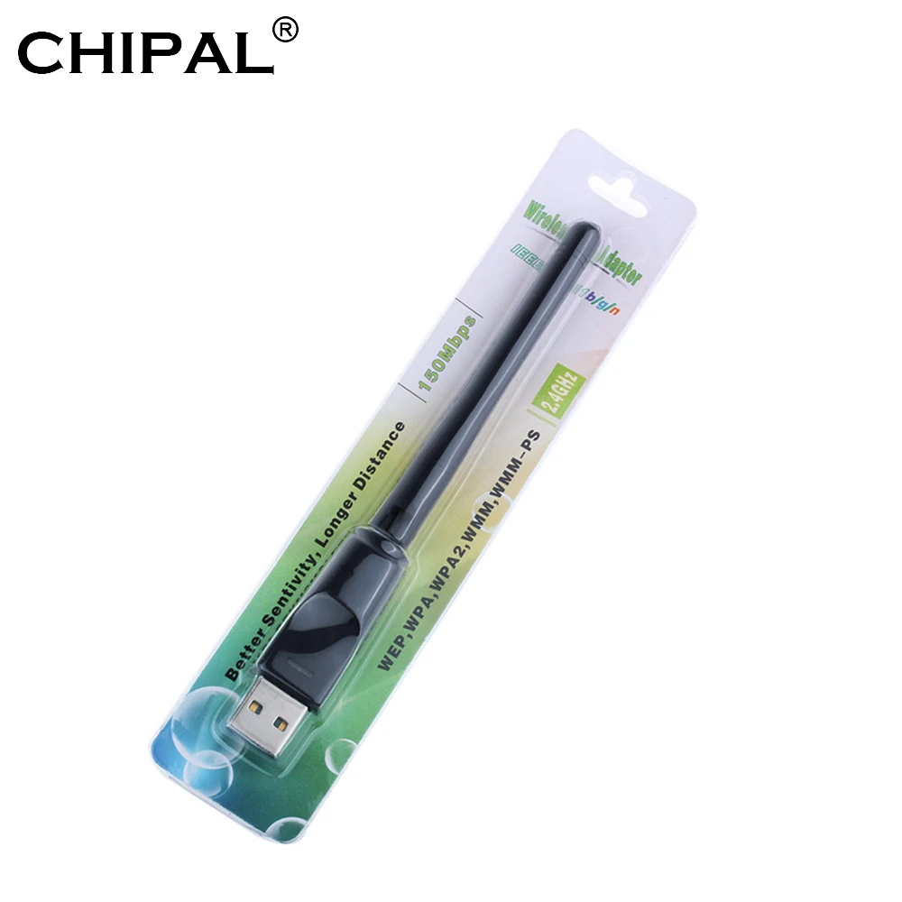 CHIPAL 150Mbps Mini USB WiFi Adapter Wireless Network Card 150M LAN Wi-Fi Receiver Dongle 2dbi Antenna 2.4G 802.11b/g/n Ethernet