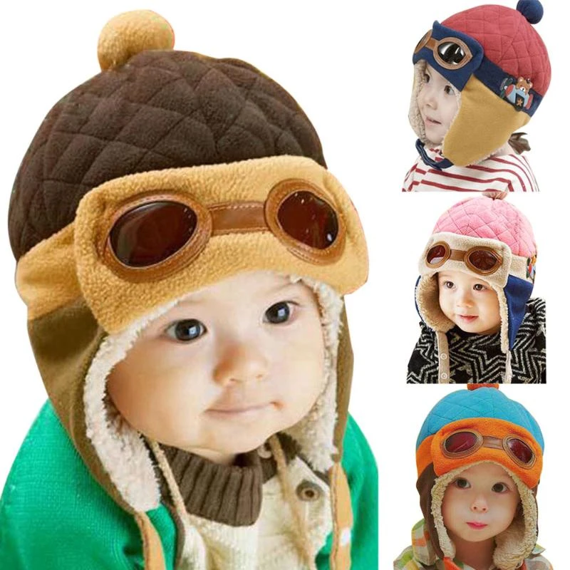 Winter Warm Baby Hats 4 colors Infant Toddlers Boys Girls Beanies&Beanies Pilot Caps Eargflap Hat baby Pilot Winter Warm Cap
