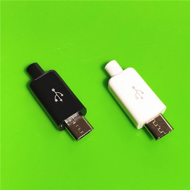 10PCS/LOT YT2153  Micro USB 4Pin Male connector  plug Black/White welding  Data OTG line interface  DIY data cable accessories