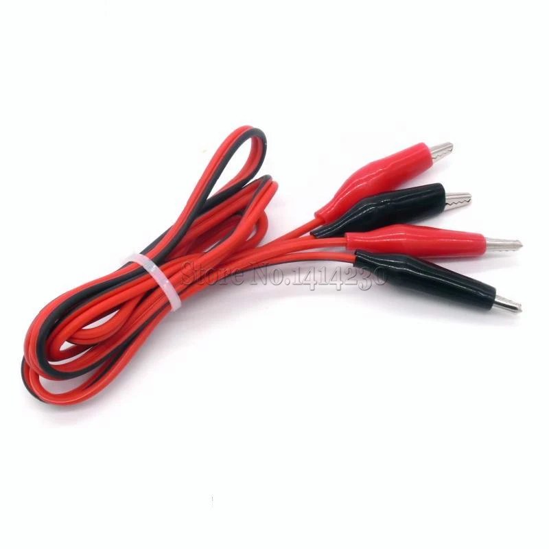 Wholesale 1Pcs 1meter Double Red and Black Clips Crocodile Cable Alligator Jumper Wire Test Leads