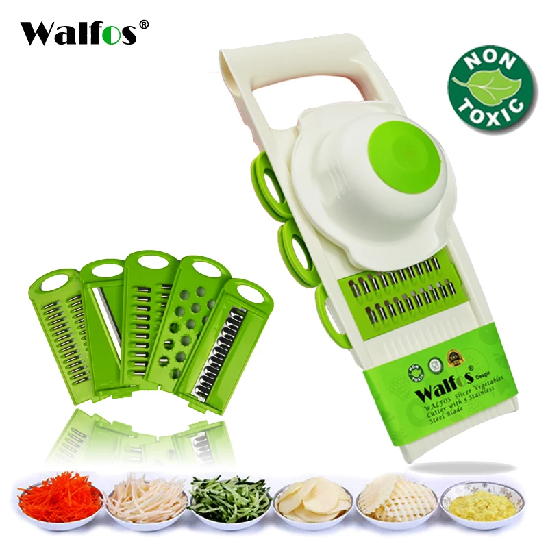 WALFOS Mandoline Peeler Grater Vegetables Cutter Tools with 5 Blade Carrot Grater Onion Vegetable Slicer Kitchen Accessories