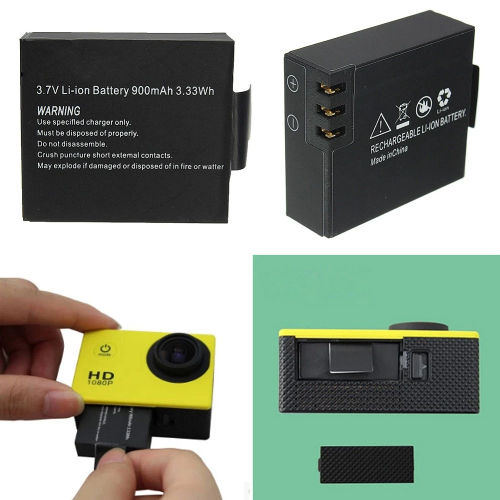 3.7V 900mAh Rechargeable Sports Action Camera Battery for SJCAM SJ4000 SJ5000 SJ6000 for SJCAM Sport DV Camera Bateria + Charger