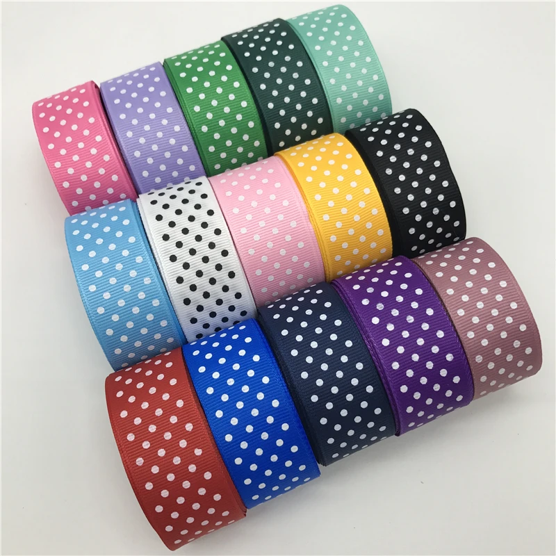 5yards 1inch 25mm Grosgrain Ribbon Printing Polka Dot For Hair Bow Party Christmas Wedding Decoration DIY Gift Wrapping