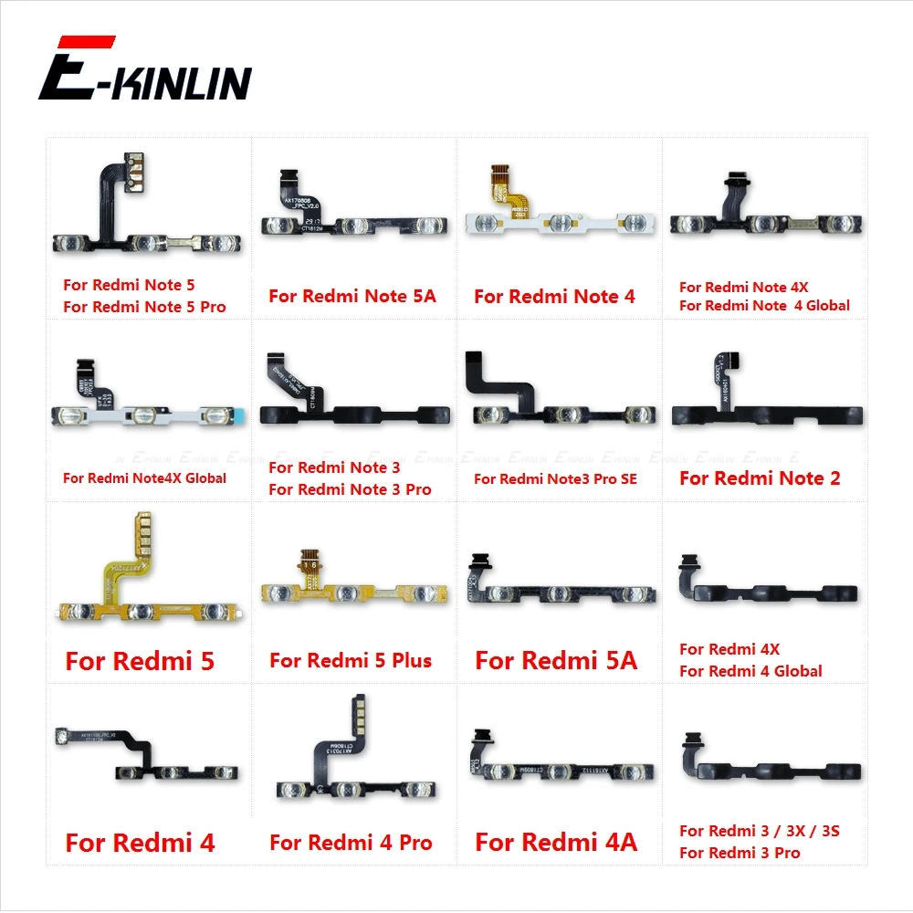 Power On Off Button Volume Switch Key Control Flex Cable Ribbon For XiaoMi Redmi Note 5 5A 4 4X 4A 3 2 Pro Plus