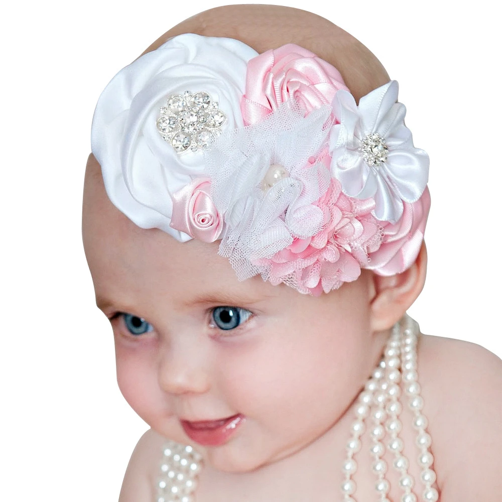 baby girl headband Infant hair accessories bows newborn headwrap Toddler bandage Ribbon crystal Headwear flower Rose Photo Props