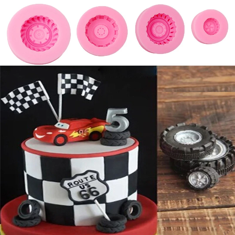 Silicone Tires Wheel Fondant Cake Molds Chocolate Cookies Mould Bakeware Home Kitchen Baking Decorating Tools Accessories Cute