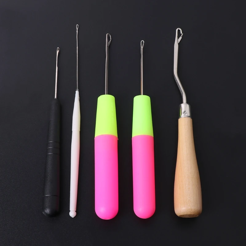 5pcs/Set Plastic Crochet Needle Braiding Latch Hook Weaving Hair Dreadlock Craft