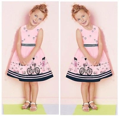 New Kids Baby Girls Summer Beauty Anime Dress Cartoon Love Dress 2-7Y