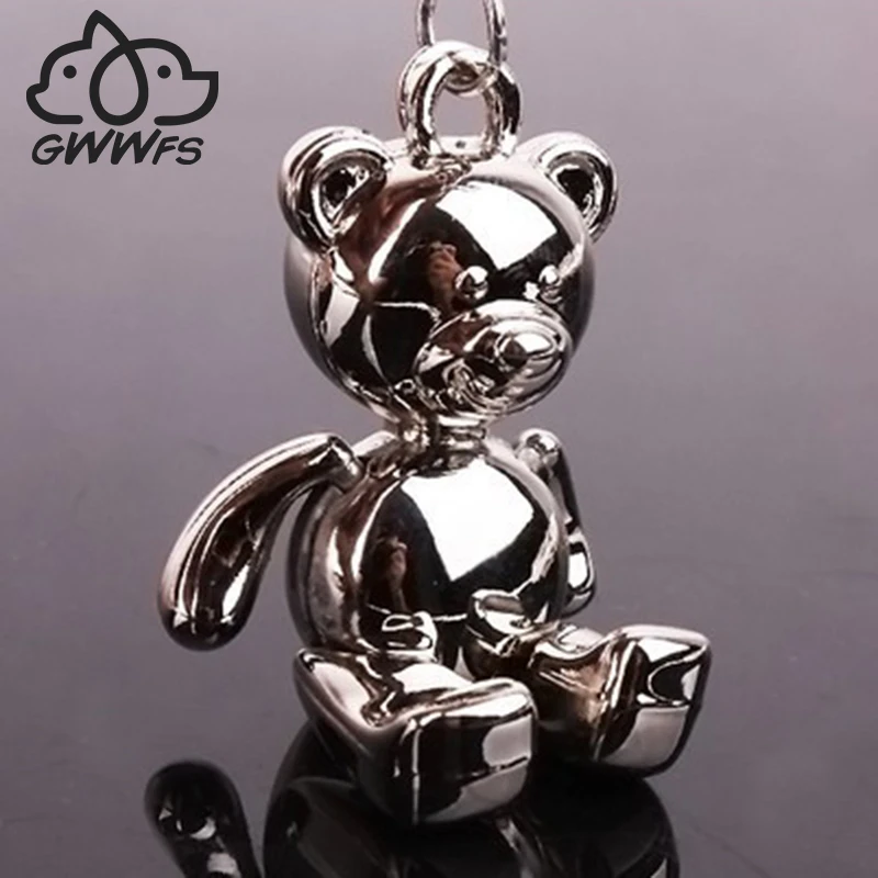 Gwwfs Teddy Bear Pendant Key Chains For Women Men Metal Alloy Bag Charm Car Keychain Key Ring Holder Gift