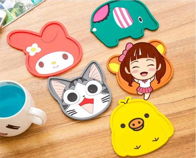 1PC Silicone Insulation Pad Cartoon Felt Antiskid Mat Cup Table Mat Bowl Cup Pads Mat Drink Coaster Placemat NX 024