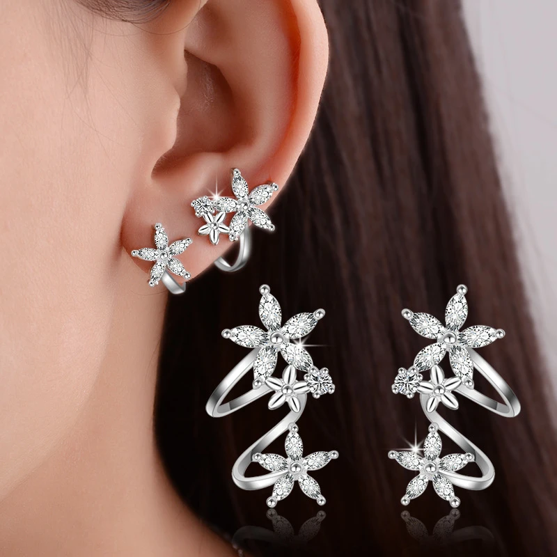 XIYANIKE 925 Sterling Silver CZ Zircon Butterfly Star Flower Stud Earring For Women pendientes oorbellen boucle d'oreille Gifts