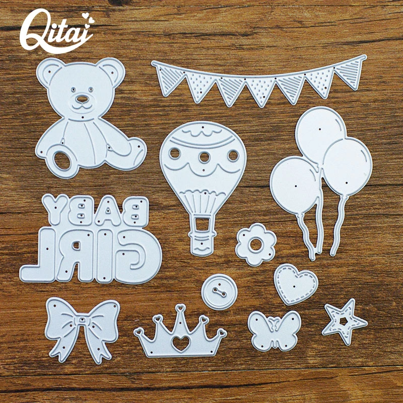 GIRL BABY QITAI 12PCS/SET Metal Cutting Dies For DIY Scrapbooking Creative Decoration Die Cutters Crafts Kids Handmade MD133