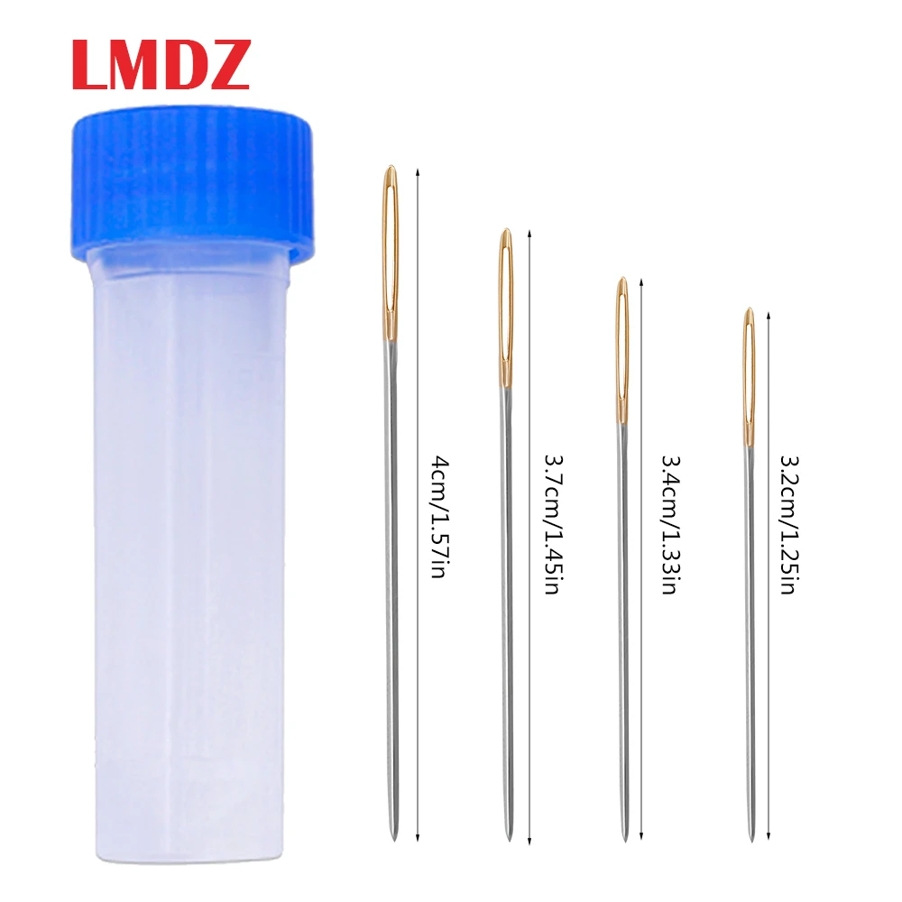 LMDZ 20Pcs/12PCS Gold Eye Embroidery Fabric Cross Stitch Needles Size 22# 24# 26# 28# Swing Needles with Bottle Needlework Tool