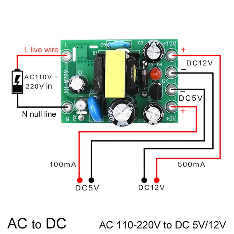 1pc New Hot Mini AC-DC Converter AC 110V 220V To DC 12V 0.2A+5V Module Board Wholesale