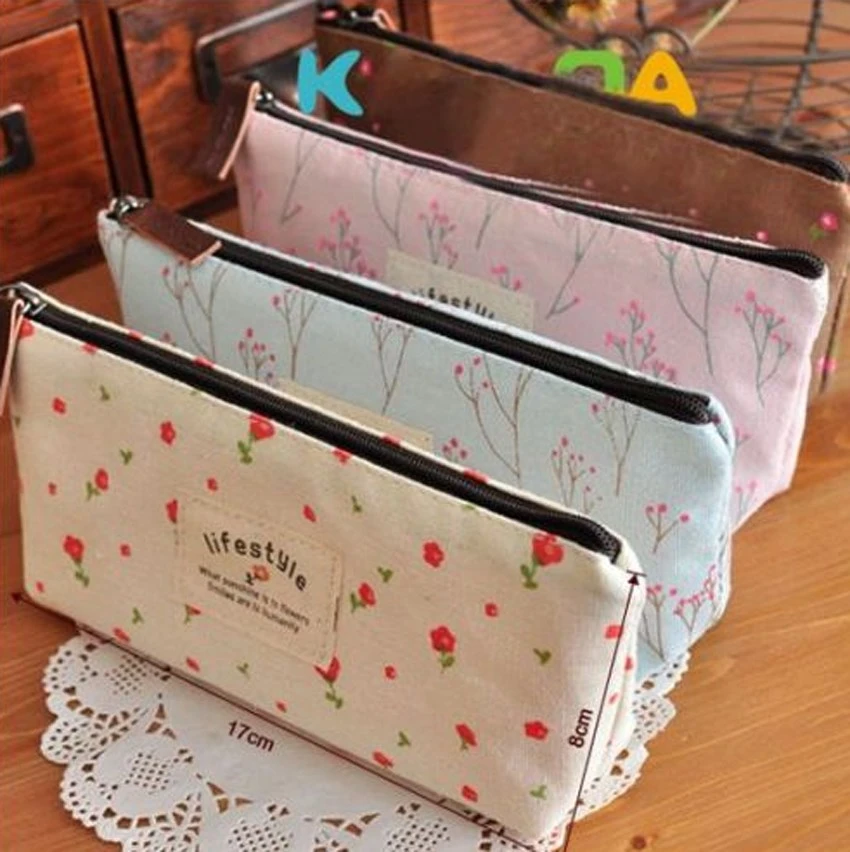 Hot Stationery Canvas Cosmetic Bag Women Travel Toiletry Makeup Bag Purse Pouch Zipper Pen Pencil Case