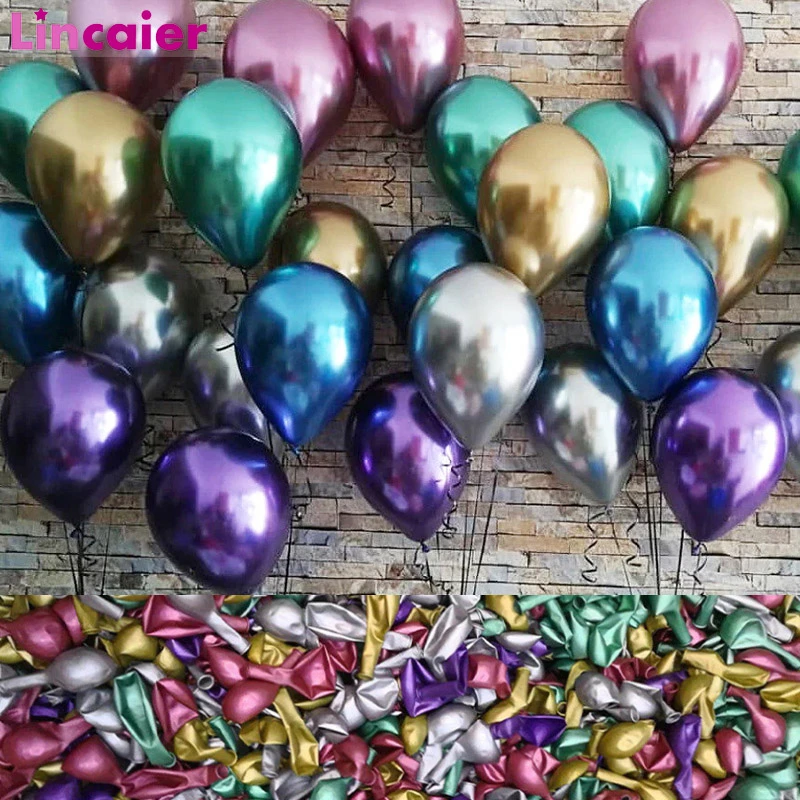 100pcs 12inch 2.8g Metallic Thick Pearl Chrome Latex Balloons Happy Birthday Party Decorations Kids Wedding Helium Air Ballon