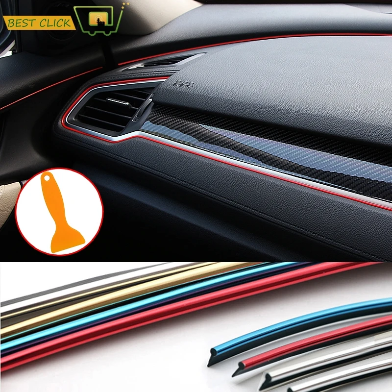 5m Car Interior Moulding Trim Sticker Strip Center Console Styling Garnish For Kia Rio Solaris For Lada Granta Vesta