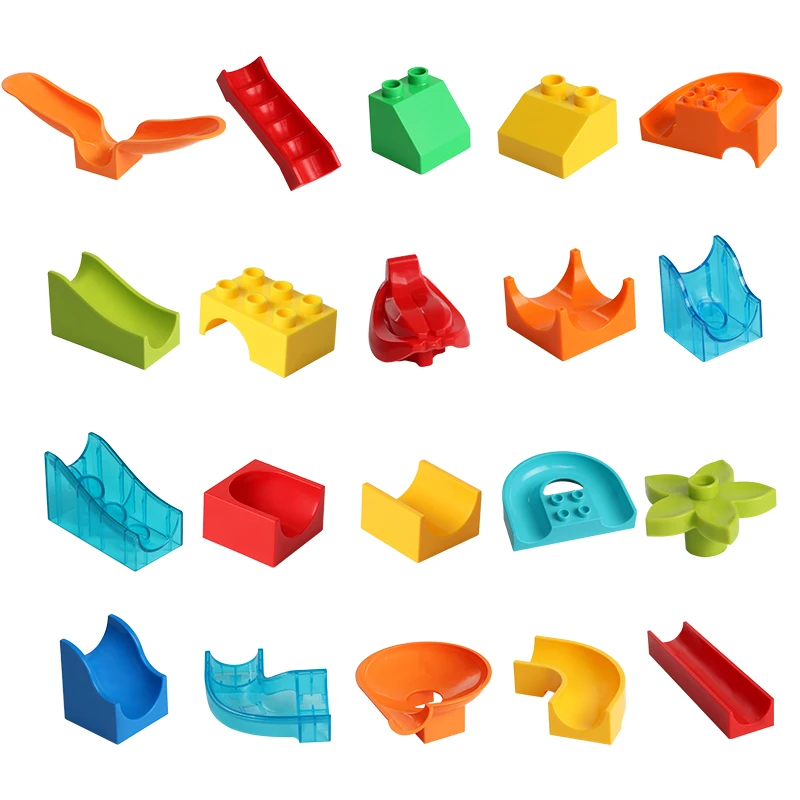 Big Size DIY Building Blocks Maze Race Marble Run Blocks Accessories DIY Assembly Bricks Toy For Children