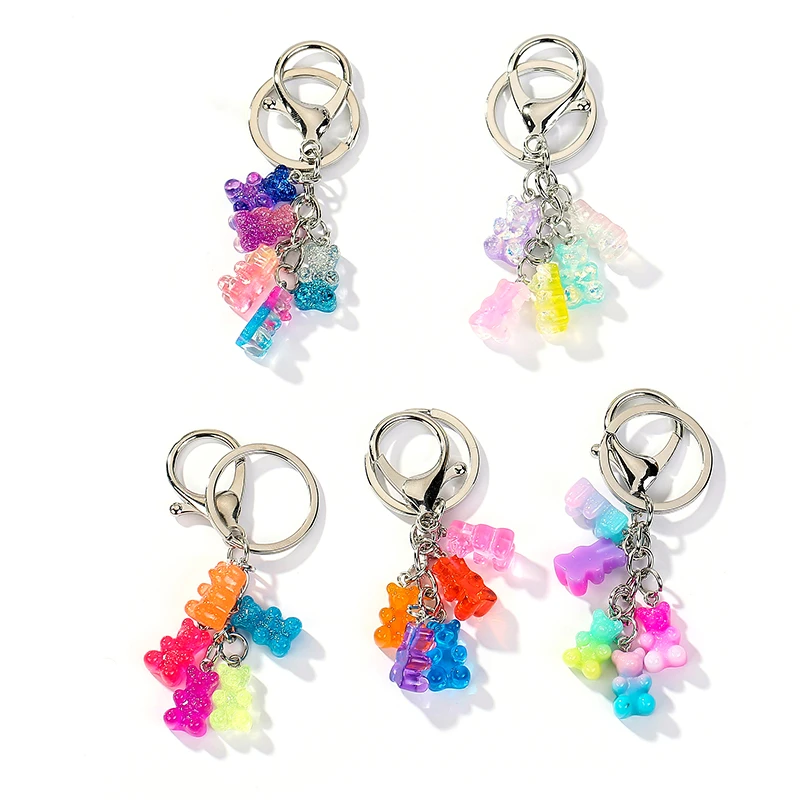 1PC   Women Keychain Gummy Bear Handbag  Keyring Flatback Resin Pendant Charms Colorful