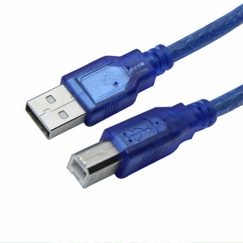 USB 2.0 Printer Cable Type A Male to Type B Male Dual Shielding High Speed Transparent Blue