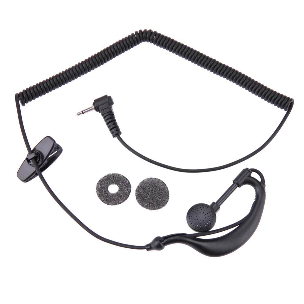 Black 2.5mm G-Hook Interphone Earpiece Earphone Walkie Talkie Single Ear Headphone 1 Pin Only For Listening for Motorola/ICOM