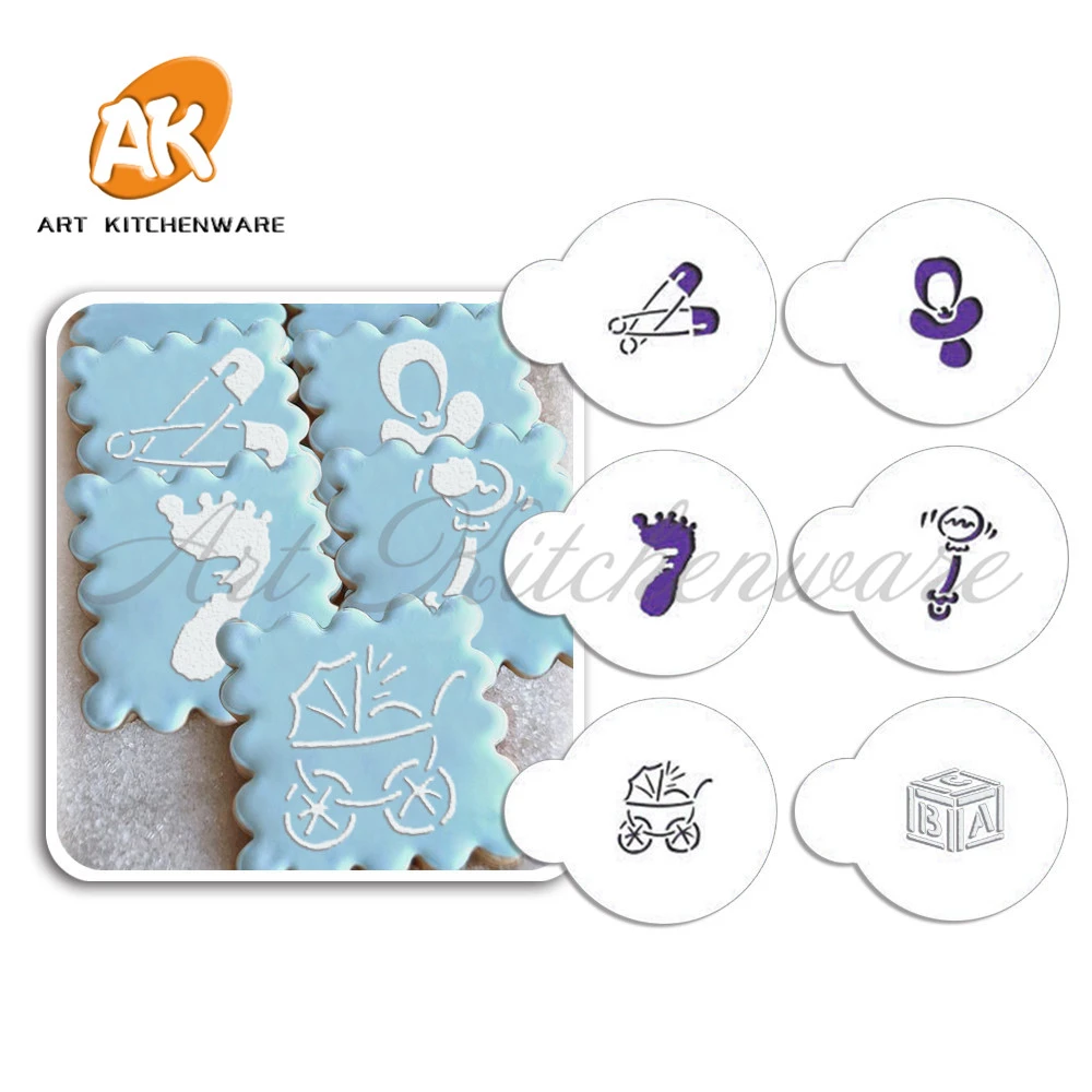 Mini Small Baby Candy Cookie Stencil Set,Baby Party Decoration Mold Cupcake Top Stencils,Candy/Cookie Tops Stencil Mold ST-507