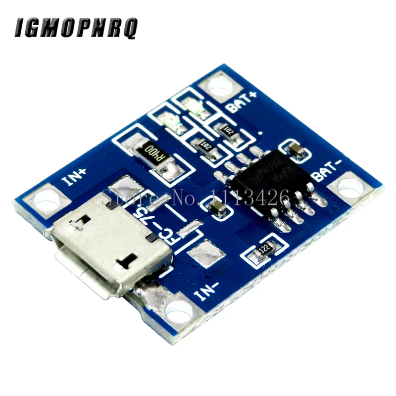 10pcs/lot 5V 1A Micro USB 18650 Lithium Battery Charging Board Charger Module+Protection Dual Functions TP4056