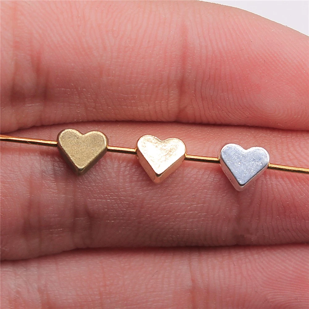 WYSIWYG 20pcs 6x6mm Heart Spacers Beads Charms Beads 3 Colors For Jewelry Making Jewelry Accessories