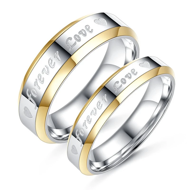 Couple Rings Forever Love Band Ring For Valentine Wedding Titanium Stainless Steel ringsCustom engraving name