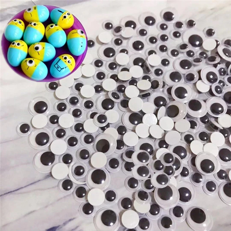 200Pcs Self Adhesive Googly Wiggly Eyes 6/8/10/12/15mm Mixed for Toys Dolls DIY Accessory Eyeball for Scrapbook